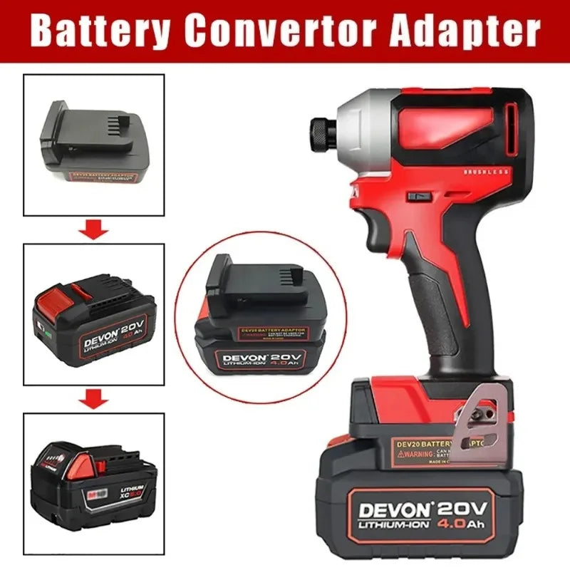 Devon 20V to Milwaukee M18 18V Battery Adapter Converter Battery Adapter Babs