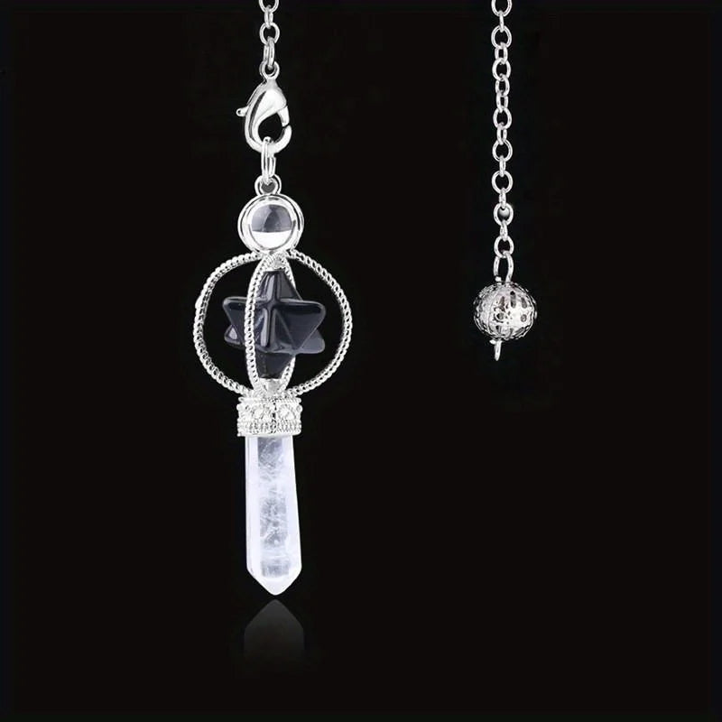 Natural Crystal Quartz Dowsing Pendulum Pendant – 1PC Crystal Pendulum Pendant Babs black