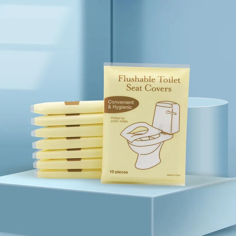 10-Pack Disposable Toilet Seat Covers – Flushable & Travel-Ready Disposable Toilet Cover Babs