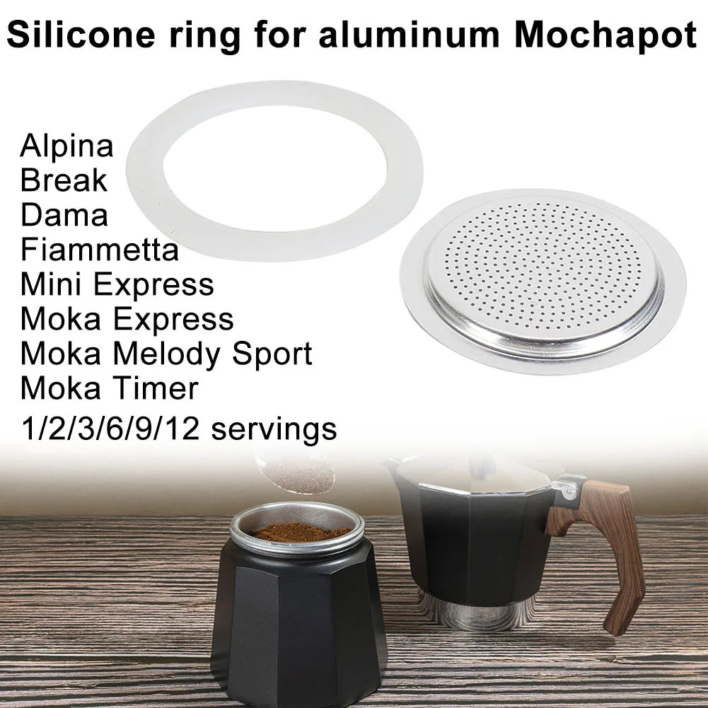 Silicone Moka Pot Seal Ring & Filter Screen – 6 Sizes Moka Pot Seal Ring Babs
