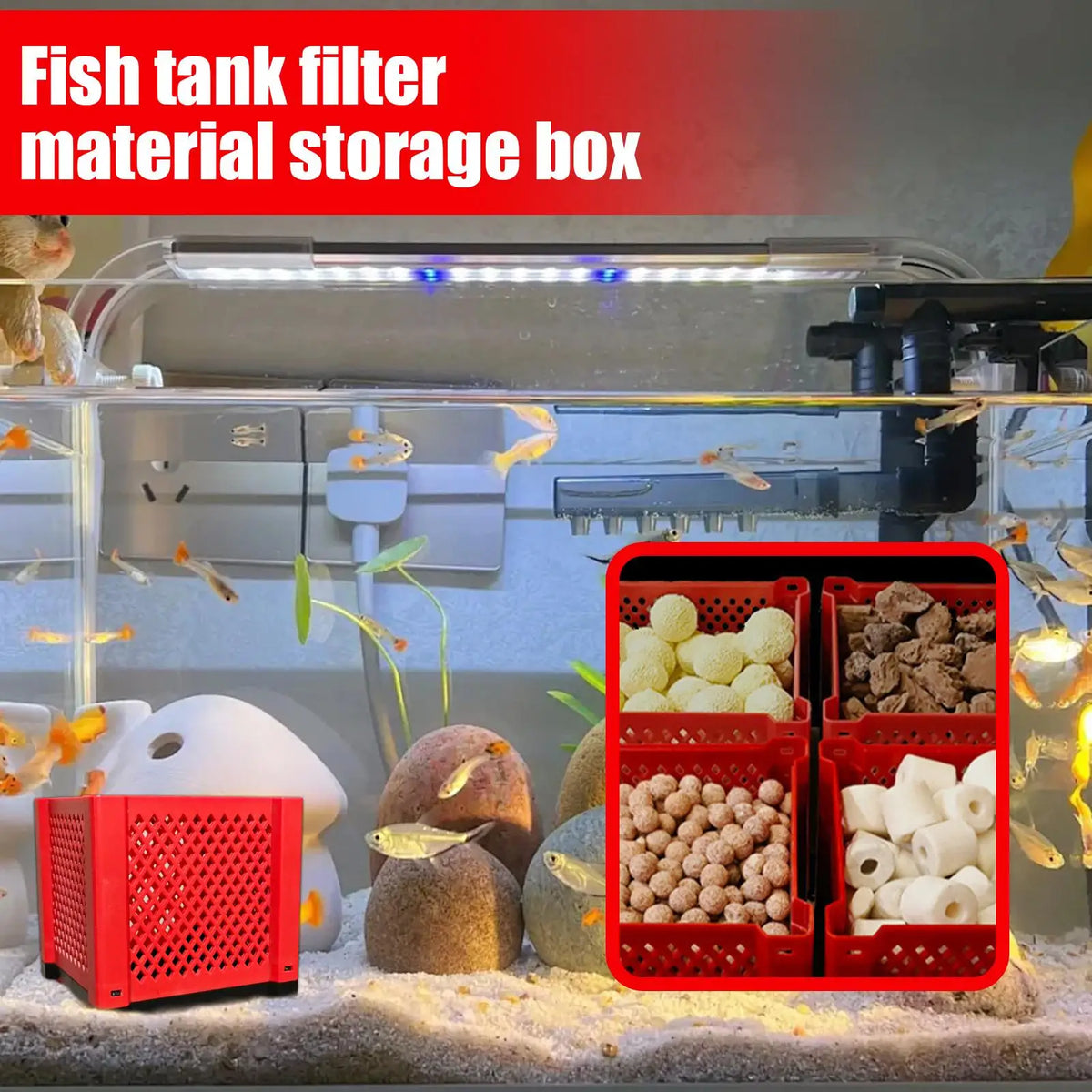 PVC Aquarium Cube Filter Media Storage Box – Fish Tank Accessory Aquarium Filter Box Babs
