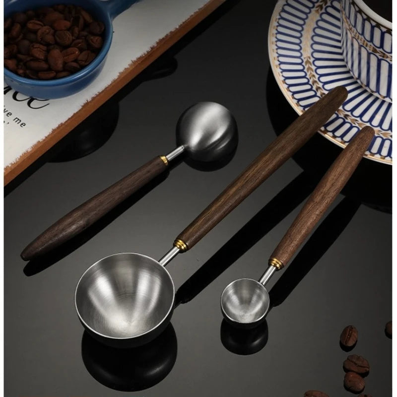 Wooden Handle Stainless Steel Measuring Spoons – Kitchen Scoop Measuring Spoons Babs