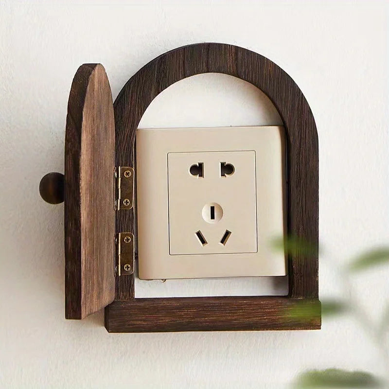 Solid Wood Switch & Socket Decorative Protective Cover Frame Switch Cover Frame Babs coffee