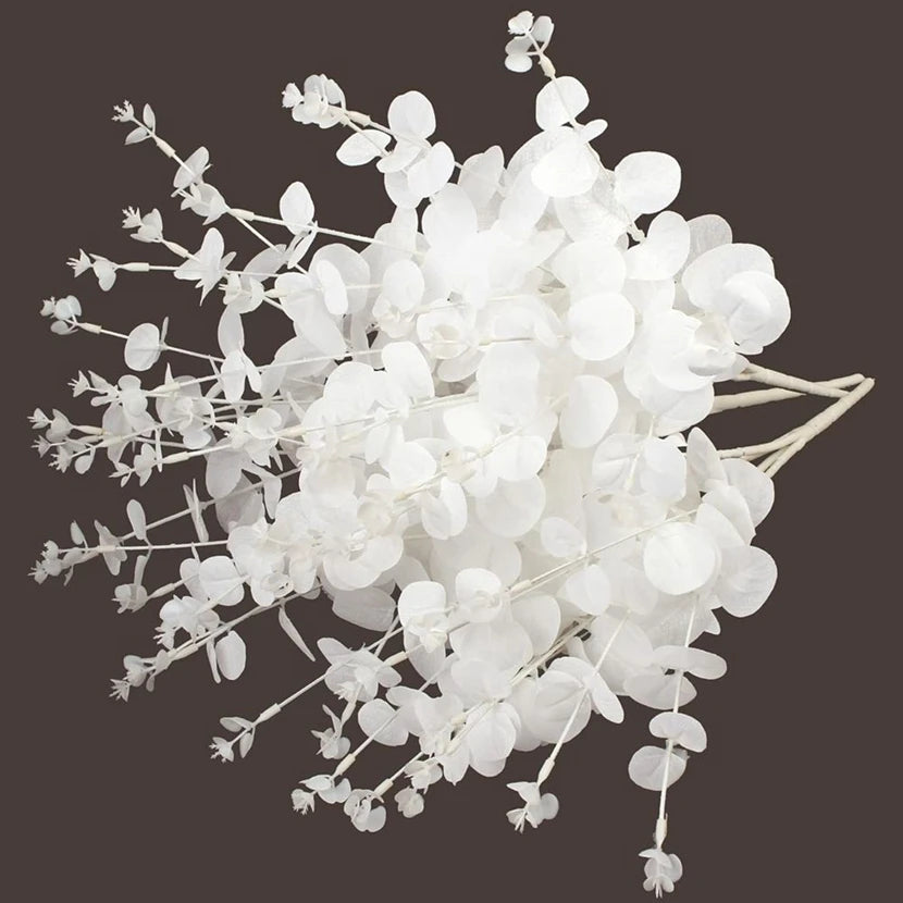 Artificial White Eucalyptus Stems – UV Silk Leaf Home Décor Artificial Plant Stems Babs