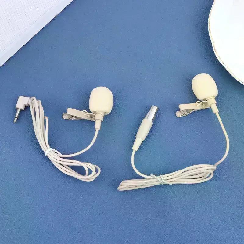 Beige Lavalier Lapel Mic ZL-F1720 Omnidirectional + 2 Covers Lavalier Microphone Babs