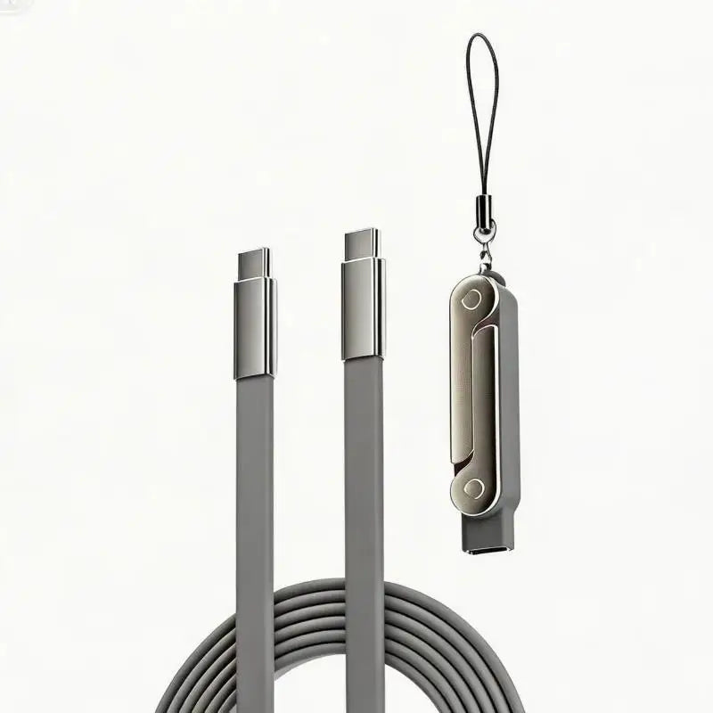 240W USB-C Fast Charging Cable with Foldable Bracket Stand USB-C Charging Cable Babs Gray