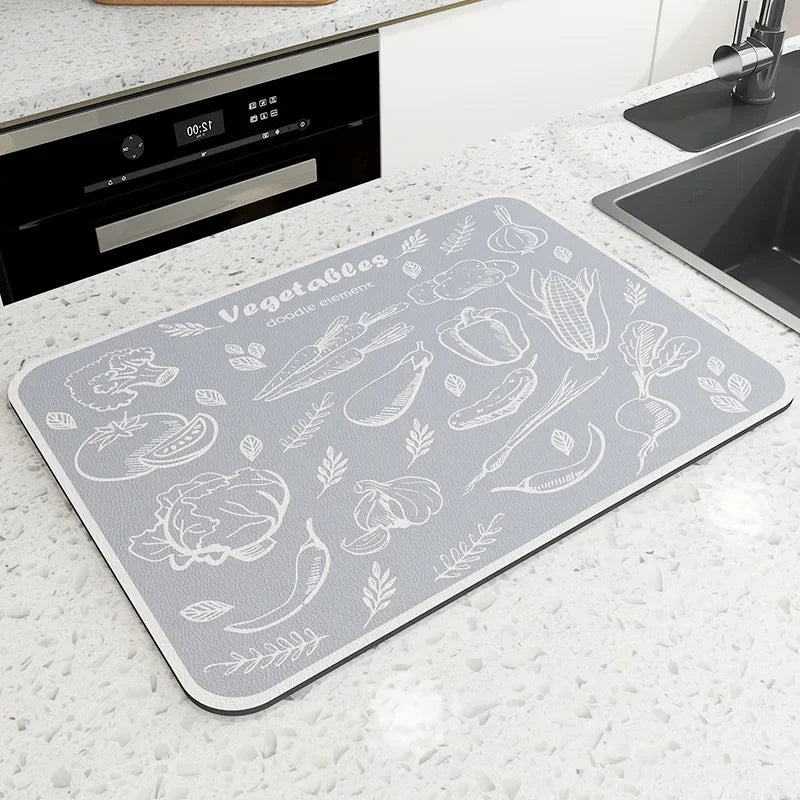 Diatom Mud Coffee Machine Mat – Quick-Dry Dish Drying Pad Dish Drying Mat Babs Vegetable grey 50X60CM