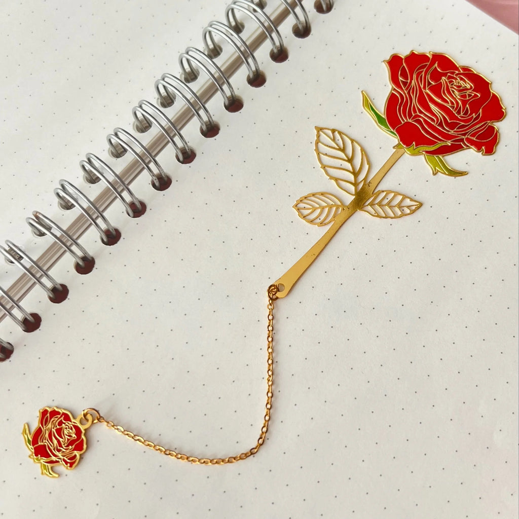 Metal Rose Bookmark – Hollowed Luxury Design | Gift for Readers Metal Bookmark Babs