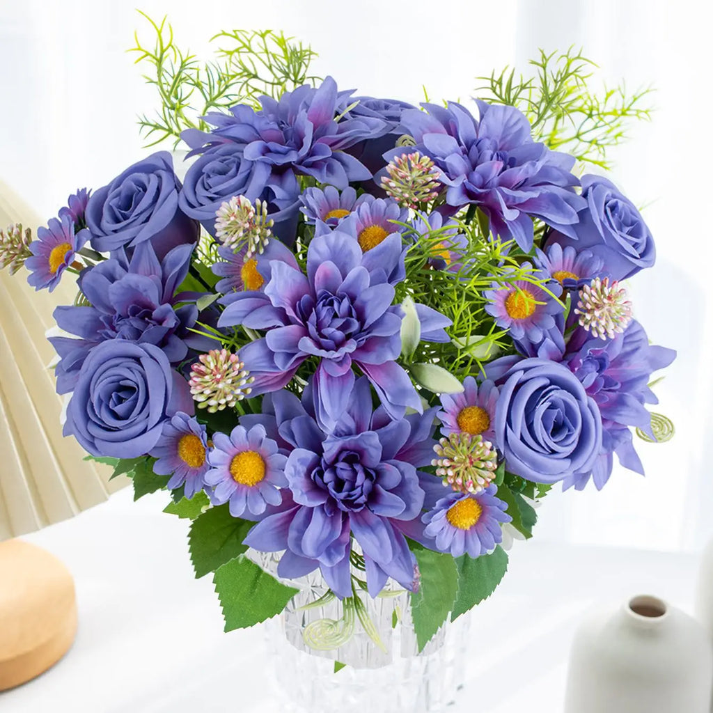 Silk Dahlia Rose Artificial Bouquet – Wedding & Home Décor Artificial Flower Bouquet Babs