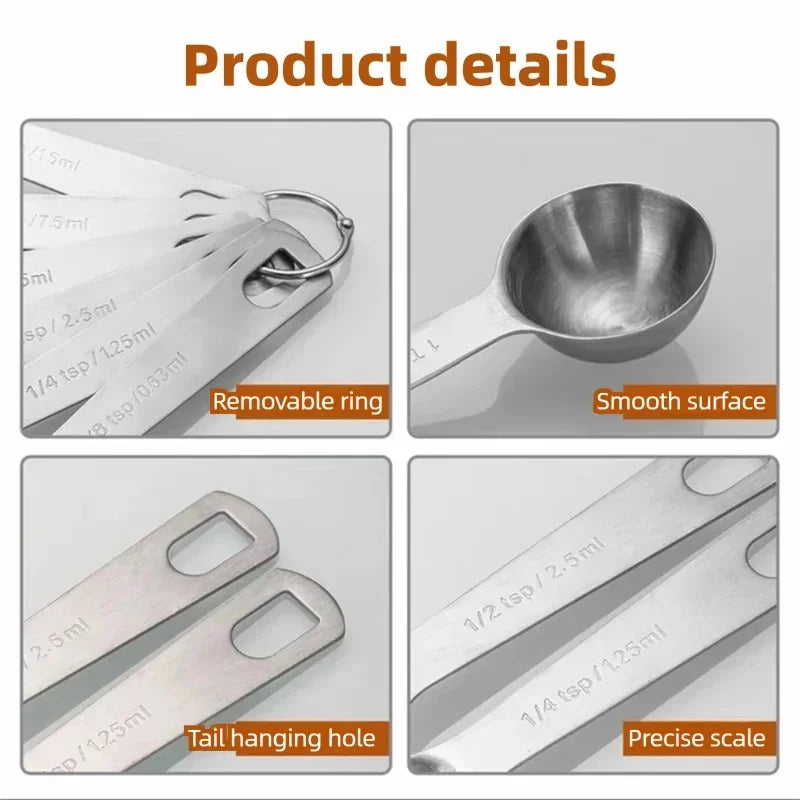 6-Piece Stainless Steel Measuring Spoons – Gram Dosing Set Measuring Spoons Set Babs