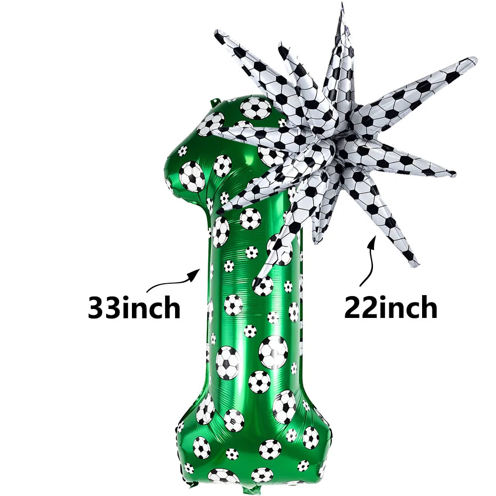 Green Soccer Number Foil Balloons Set 0-9 | Football Party Decor Party Foil Balloons Babs B number-1 As pictures show