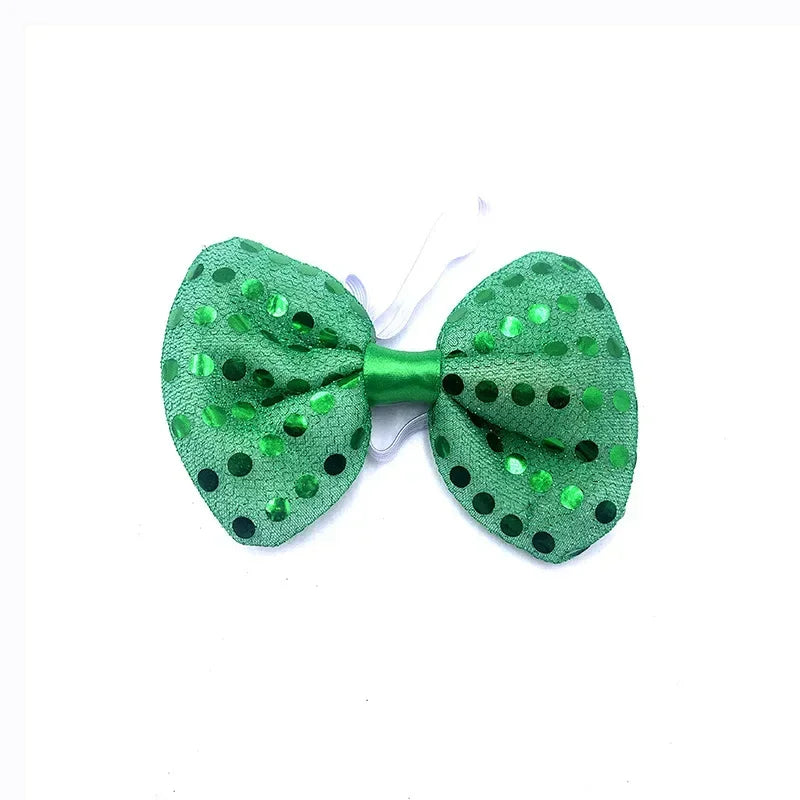Light Up Sequin Bow Hair Clip & LED Neck Bow – Party Accessory LED Hair Accessory Babs green