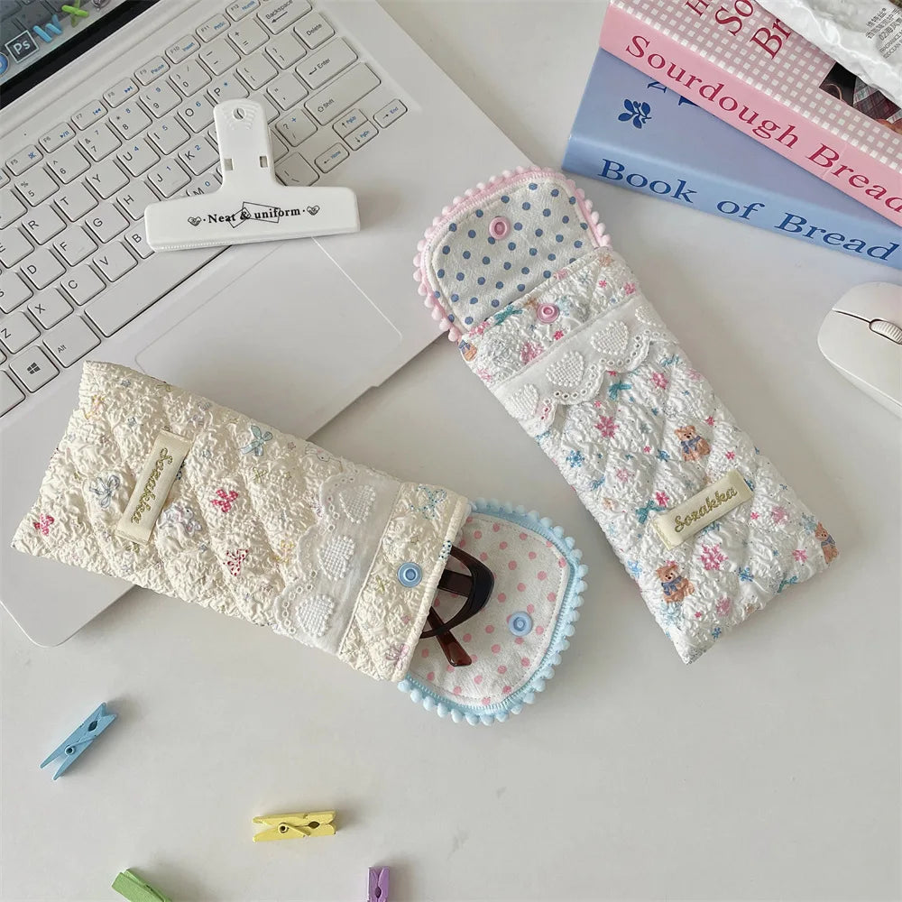 Quilted Polyester Sunglasses Pouch – Portable Glasses Case Eyewear Storage Case Babs