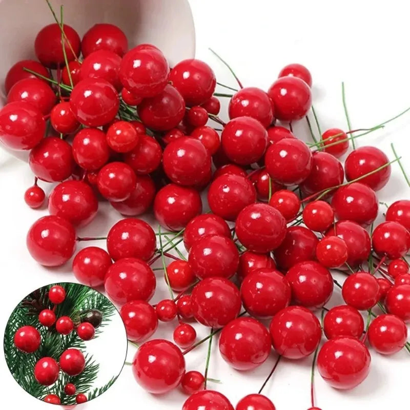 50/100Pcs Artificial Berry Christmas Ornaments – DIY Wreath Décor Christmas Ornaments Babs