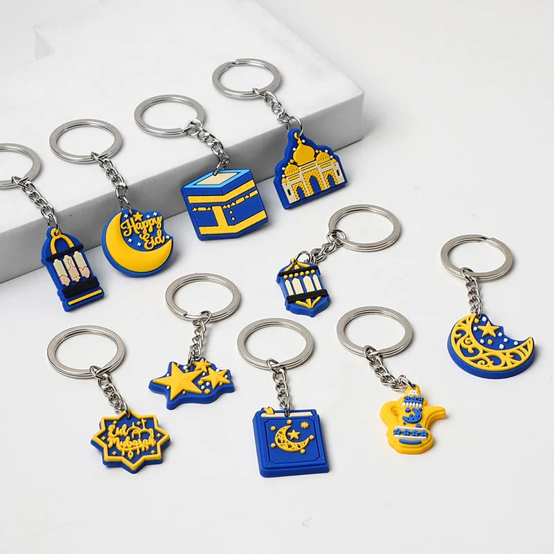 10Pcs Eid Mubarak Keychain Moon Castle Ornaments Ramadan 2026 Holiday Keychain Set Babs