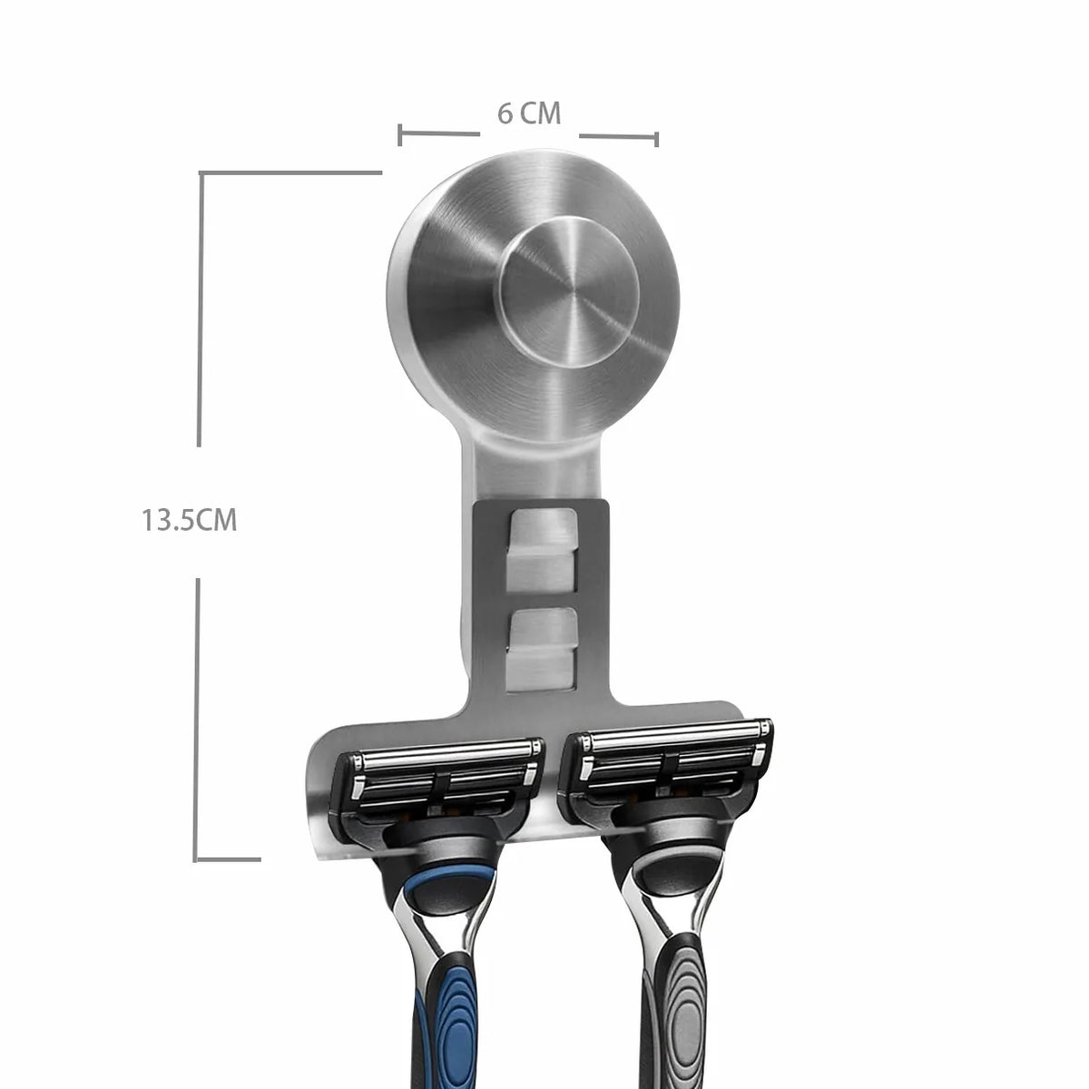 3-Hook Suction Cup Razor Holder – Stainless Steel Shower Hook Shower Razor Holder Babs Long-Silver
