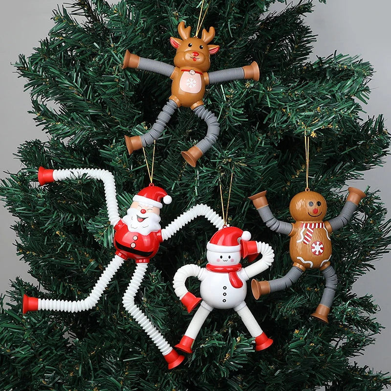 4-Pc Christmas Hanging Ornaments – Santa & Reindeer Suction Cup Set Christmas Ornament Set Babs
