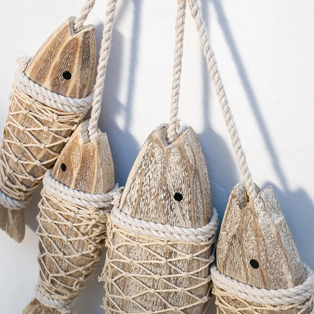 Hand-Carved Wooden Fish Wall Sculptures – Nautical Coastal Pair Wall Sculpture Babs