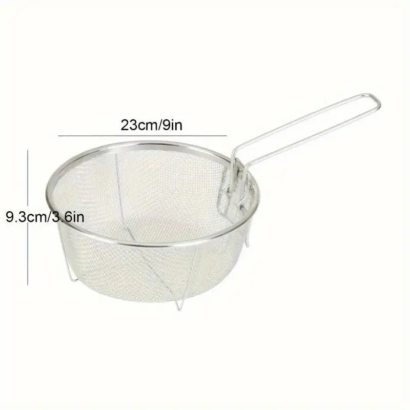 Stainless Steel Fry Basket – Kitchen Strainer & Steam Rinse Kitchen Fry Basket Babs