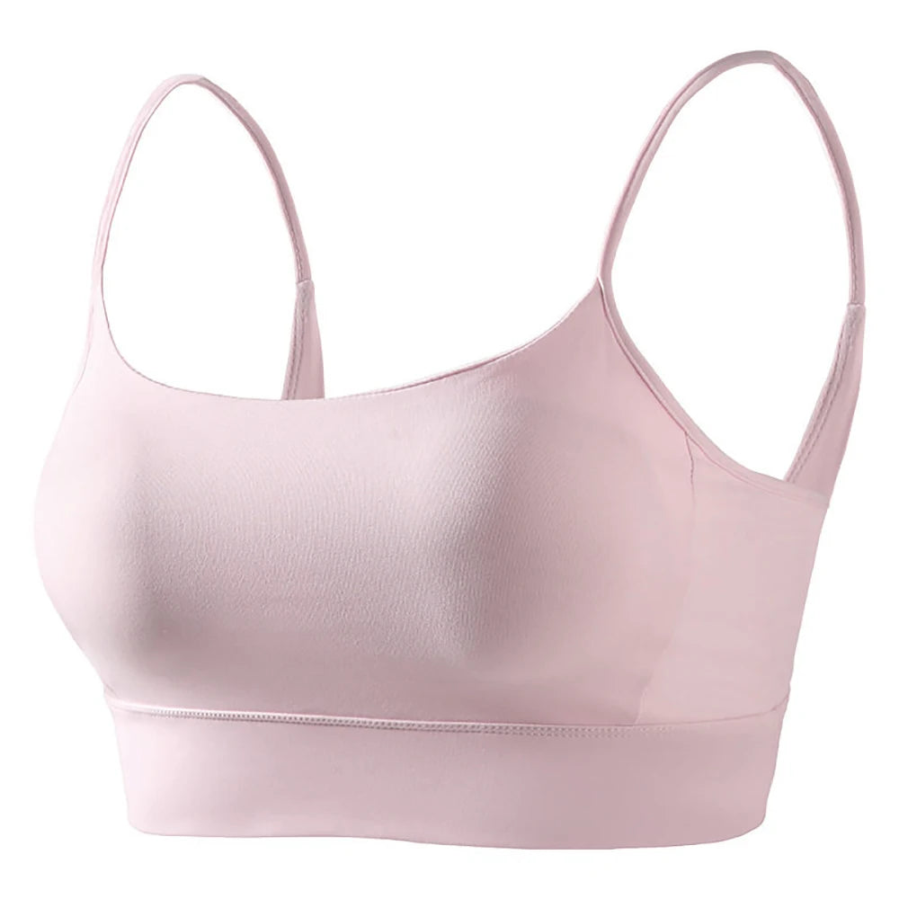 Women's Low Back Padded Sports Bra – Wireless Yoga Bralette Sports Bra Babs Light Pink L