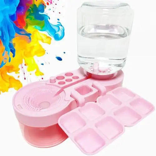 Auto Water Change Brush Rinser & Palette Cleaner Art Tool Brush Rinser Tool Babs Pink