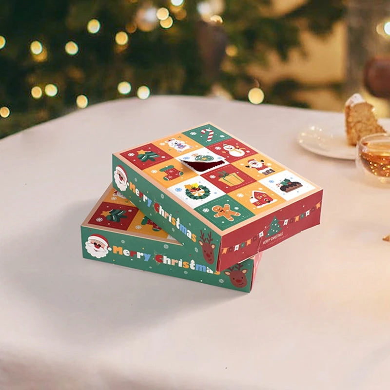 2Pcs 12-Grid Kids Christmas Countdown Advent Calendar Gift Box DIY Advent Calendar Box Babs