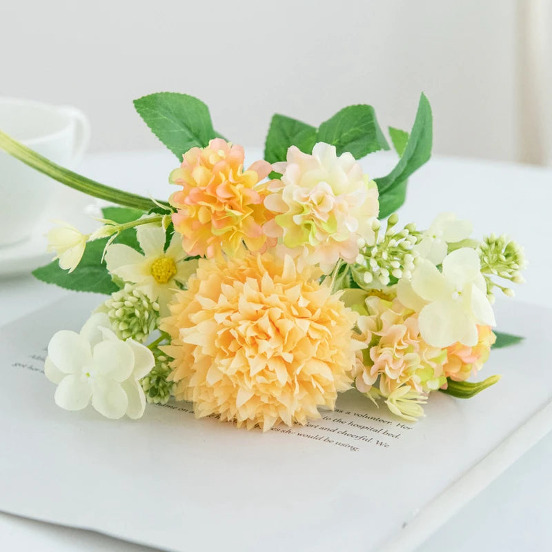 Silk Lilac Chrysanthemum Artificial Flowers – Wedding & Home Décor Artificial Silk Flowers Babs YELLOW 3 pcs
