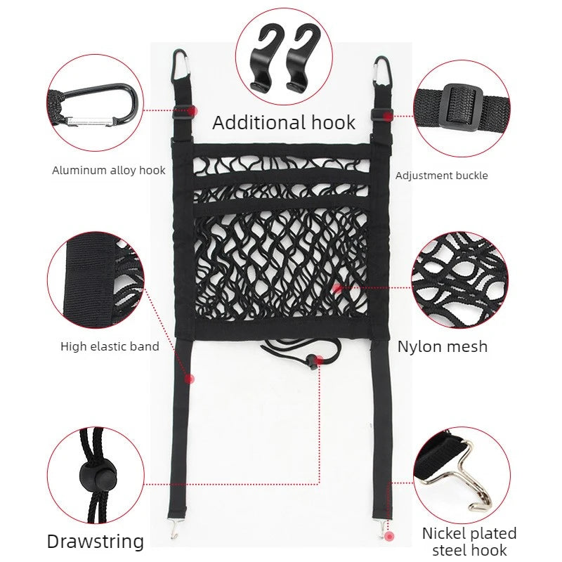 Car Back Seat Elastic Mesh Organizer | Space-Saving Storage Net Car Seat Organizer Babs