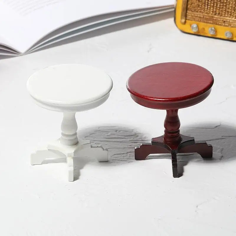 1:12 Dollhouse Miniature Round Dining Table – Birch Wood Dollhouse Miniature Furniture Babs