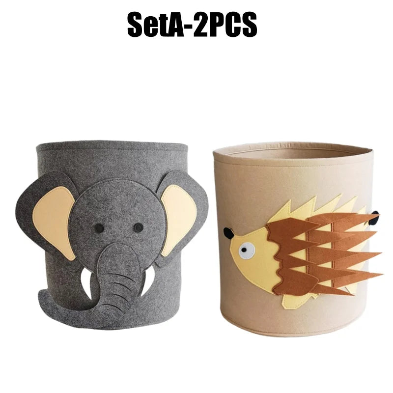 Foldable Cartoon Kids Felt Storage Basket & Toy Organizer Kids Storage Basket Babs SetA-2PCS 35x35CM