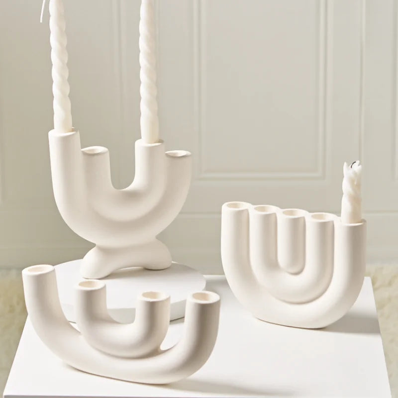 Nordic Ceramic Candelabra Candlestick Holder | Home Décor Ceramic Candle Holder Babs