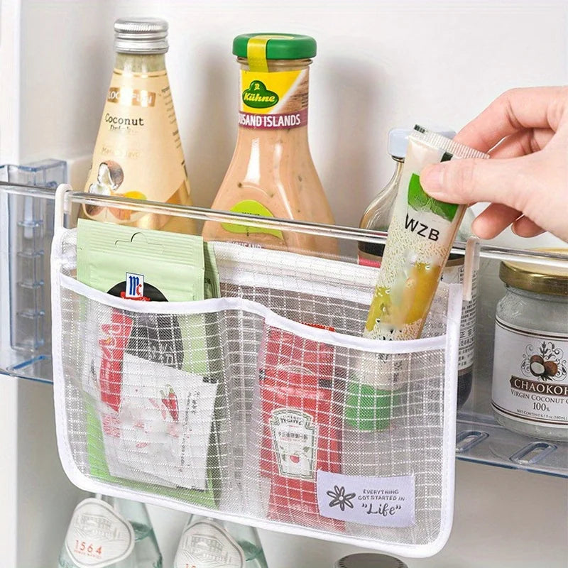 Fridge Door Organizer Hanging Mesh Bag | Kitchen Storage Fridge Door Organizer Babs