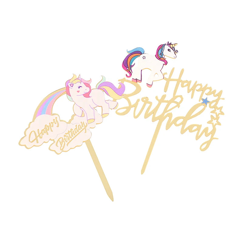Unicorn Happy Birthday Acrylic Cake Topper – Kids Party Decor Acrylic Cake Topper Babs