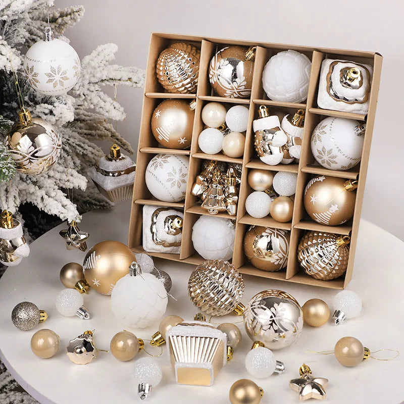 42Pcs Champagne Christmas Ball Ornaments 6cm Xmas Tree Décor Christmas Tree Ornaments Babs