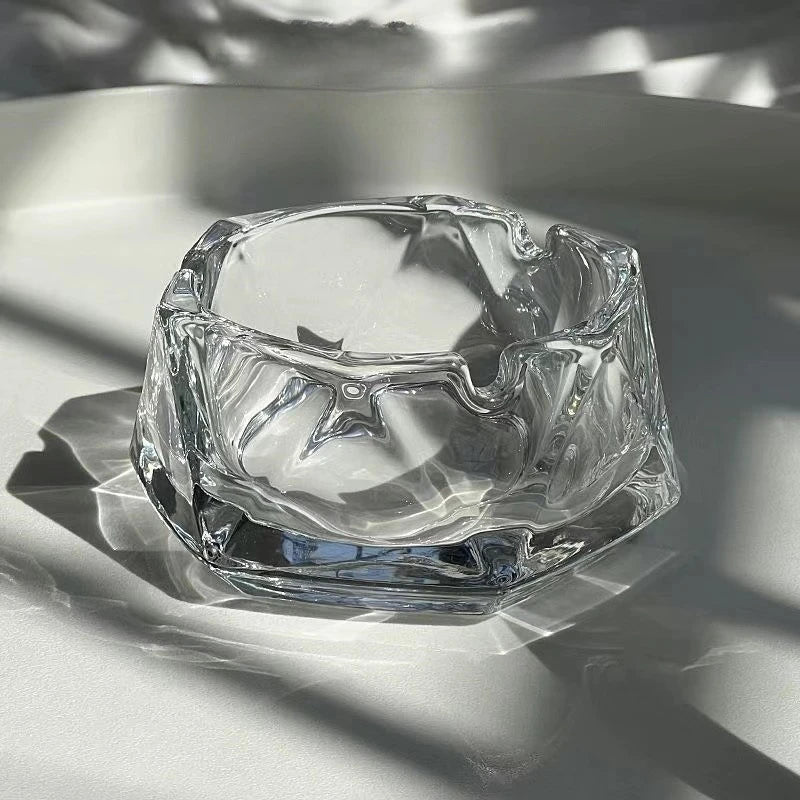 Crystal Glass Ashtray – Light Luxury Water Chestnut Design Glass Ashtray Babs A