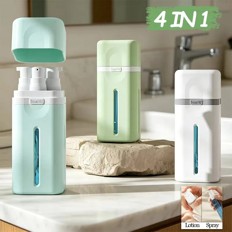 4-in-1 Refillable Travel Dispenser Bottles – Leak Proof Set Travel Dispenser Bottles Babs