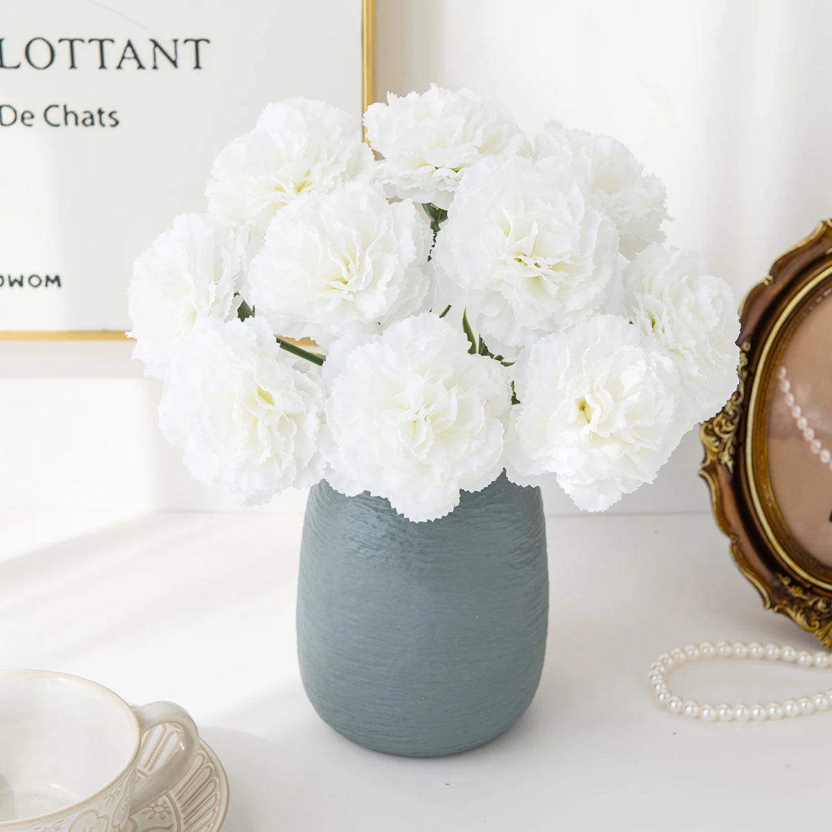 Artificial Silk Carnation Flowers 4/8 Pcs – Wedding & Home Décor Artificial Silk Flowers Babs