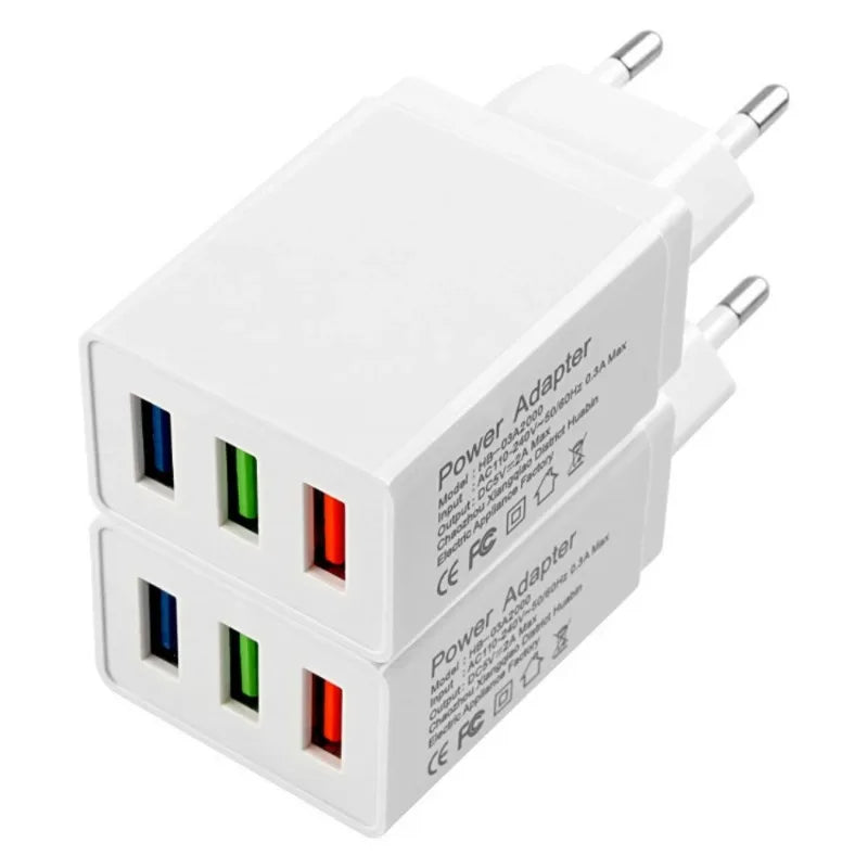 3-Port USB Wall Charger 5V 2A – EU AU UK Plug Power Adapter USB Wall Charger Babs