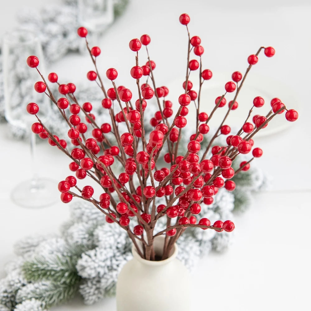 Artificial Holly Berry Branches Christmas Wedding Decor 4 Pcs Artificial Plant Decor Babs