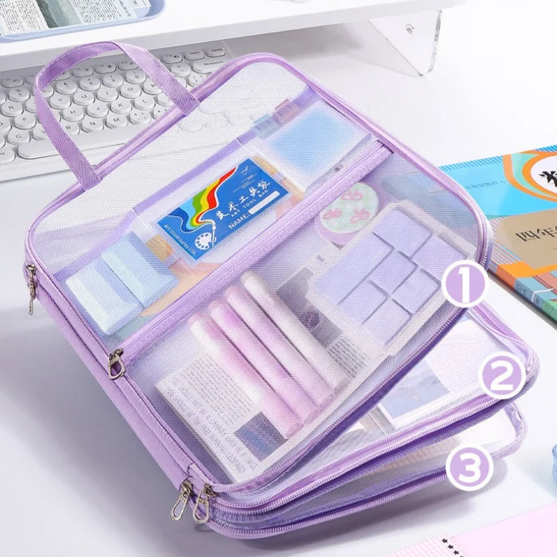 A4 Waterproof Document Bag Multi-Layer Zipper File Pouch Document File Bag Babs