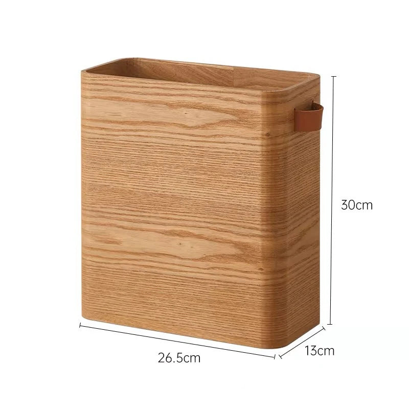Wooden Waste Bin Large Capacity Trash Basket w/ Flap Lid Wooden Waste Bin Babs Light Color Large