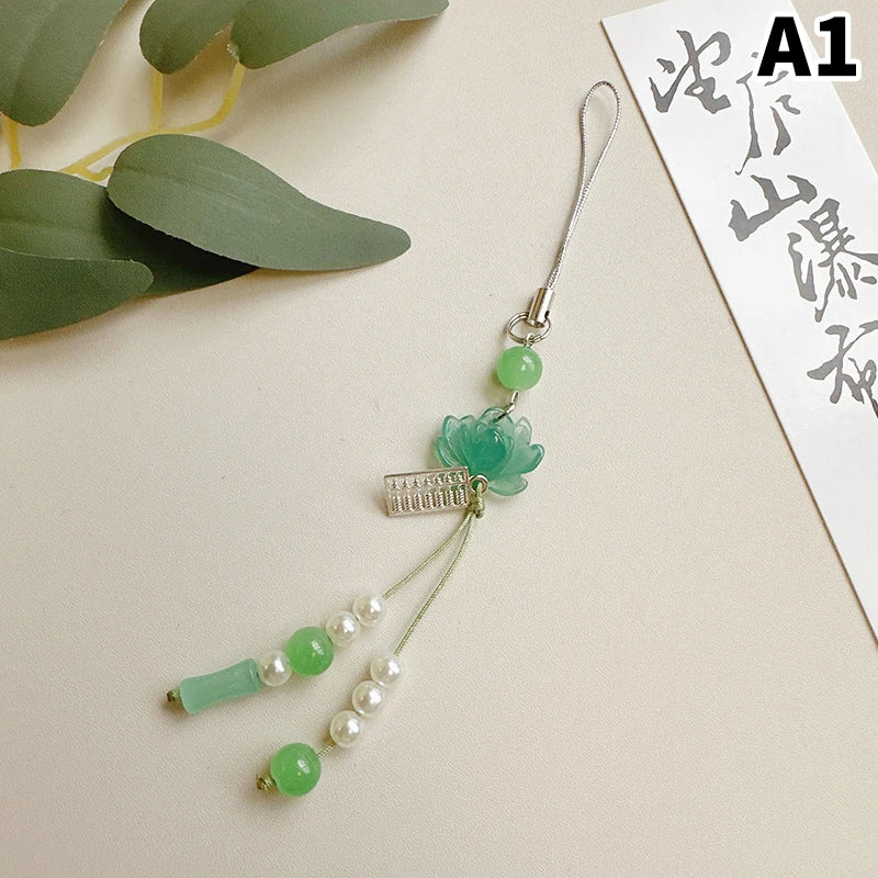 Lotus Flower Pendant Keychain & Phone Chain – Chinese Style Phone Chain Pendant Babs A1