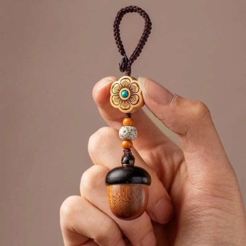 Car Keychain Charm Twist Openable Wood Pendant – Unisex Keychain Charm Pendant Babs