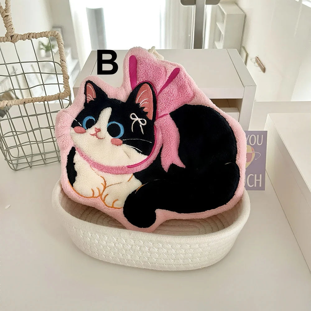Cat Hand Towels – Microfiber Coral Fleece with Hanging Loop Microfiber Hand Towel Babs B