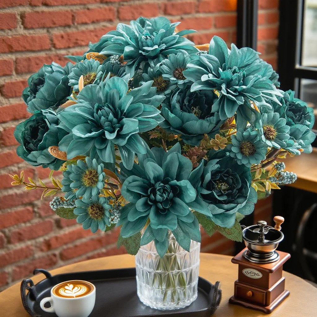 Silk Dahlia Rose Artificial Flowers – Wedding & Home Decor Artificial Flower Bouquet Babs