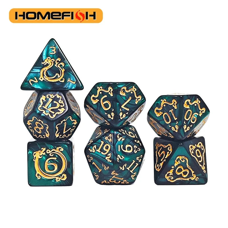 7-Piece DND Dragon Polyhedral Dice Set – D&D TRPG Board Game Polyhedral Dice Set Babs