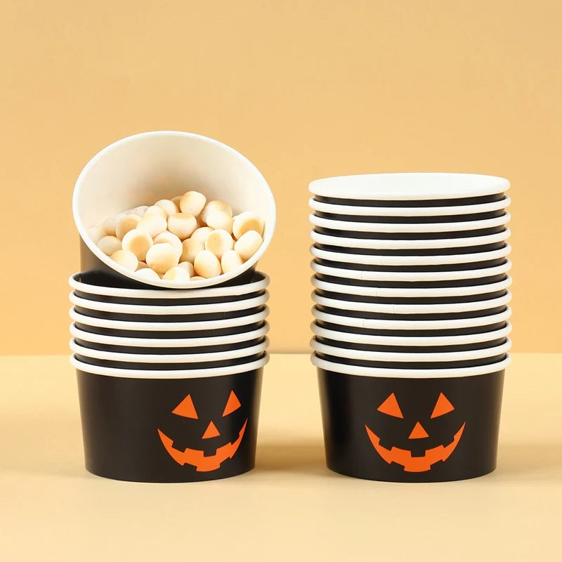 Halloween Pumpkin Jack-O-Lantern Disposable Paper Bowls 10/20/50pc Disposable Party Bowls Babs