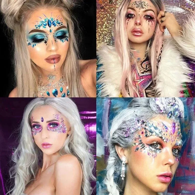 20-Pack Crystal Face & Body Gem Stickers – Rhinestone DIY Decor Face & Body Gems Babs randomly mix