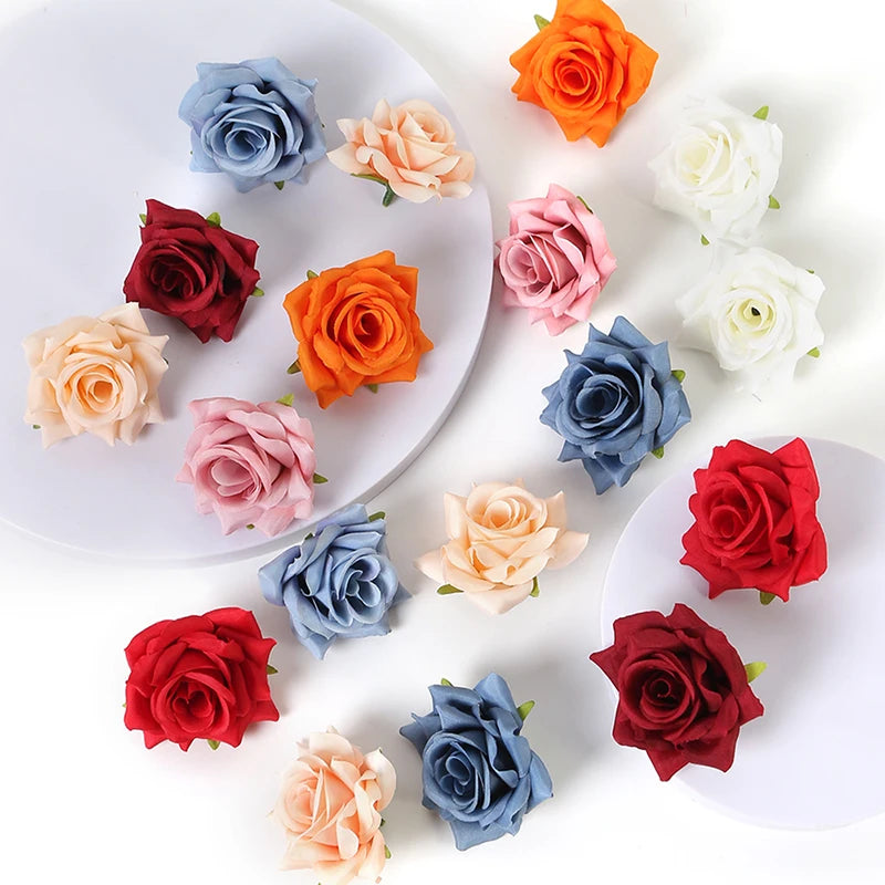 5/10Pcs Silk Rose Artificial Flower Heads – Wedding & Home Decor Artificial Flower Heads Babs