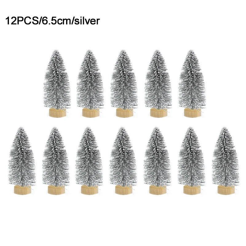 12pcs Mini Sisal Christmas Trees – DIY Holiday Table Decor Christmas Tree Decor Babs 6.5cm-silver as picture